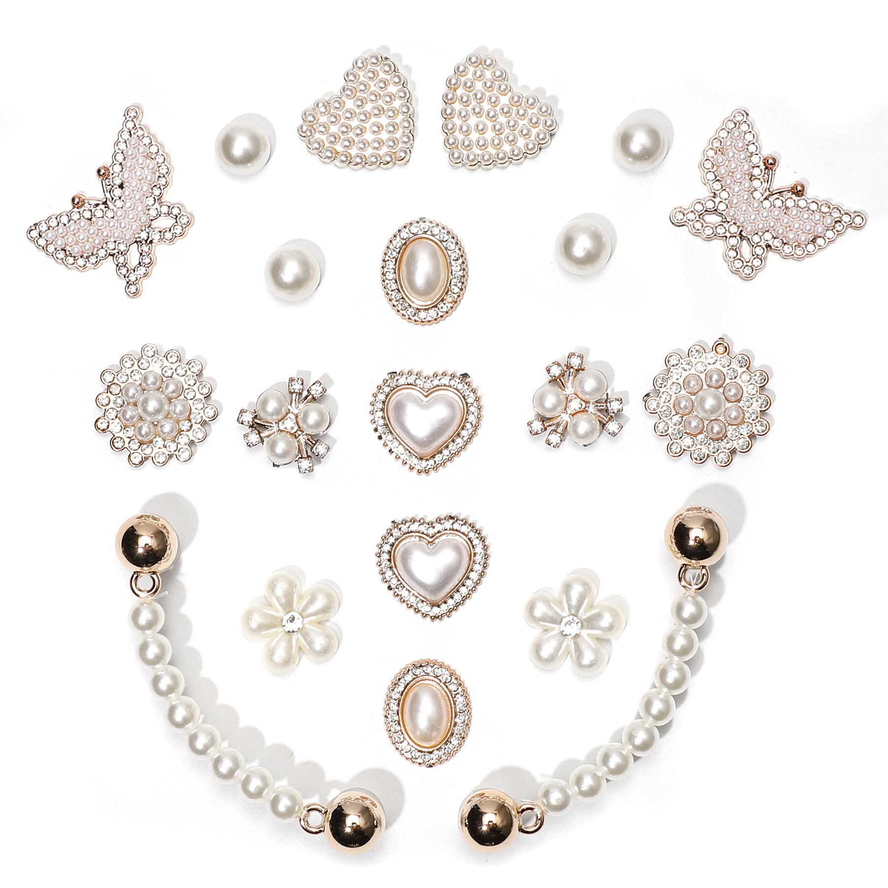 20Pcs Bling Shoe Charms for Women, Gems Shoe Charms, Plastic Butterfly Flower Charms, Sparkling Rhinestones Shoe Chains, Pearl Accessories for Girls, DIY Shoe Decoration Charms for Party Favor